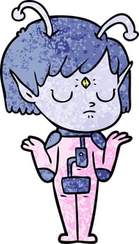 cartoon alien girl vector