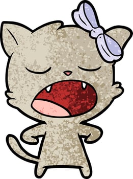 cartoon yawning cat vector