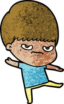 annoyed cartoon boy vector