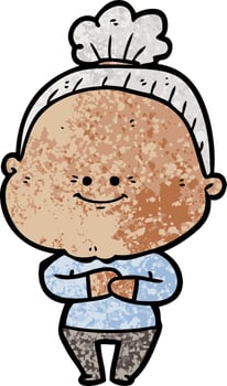cartoon happy old woman vector