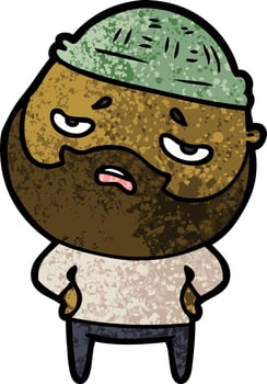 cartoon worried man with beard vector