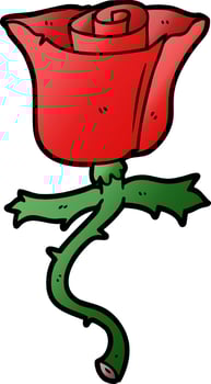 cartoon rose with thorns vector