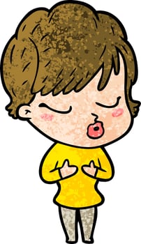 cartoon woman with eyes shut vector