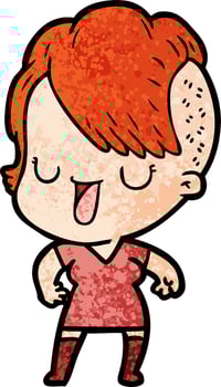 cute cartoon girl with hipster haircut vector