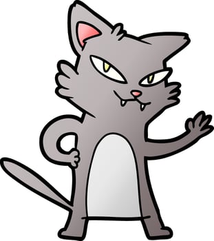 happy cartoon cat waving vector