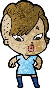 cartoon surprised girl vector