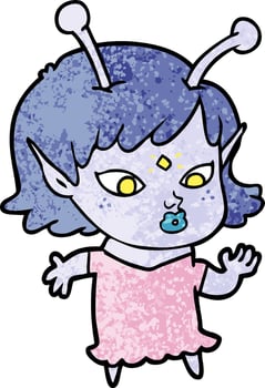 pretty cartoon alien girl vector
