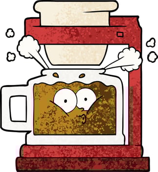 steaming hot coffee pot vector