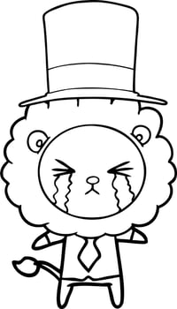 cartoon crying lion wearing shirt and tie vector