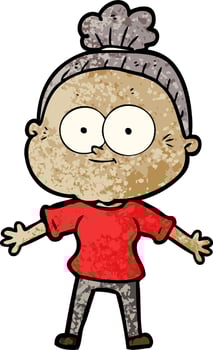 cartoon happy old woman vector