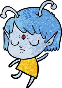 cartoon alien girl vector