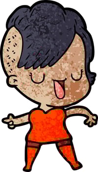 cute cartoon girl with hipster haircut vector
