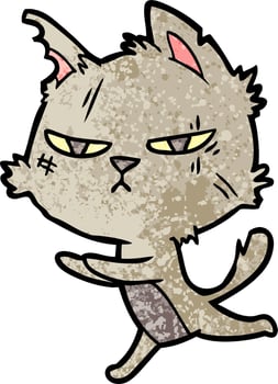 tough cartoon cat running vector