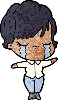 cartoon woman crying vector