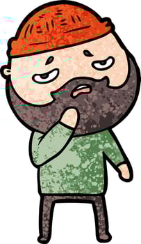 cartoon worried man with beard vector