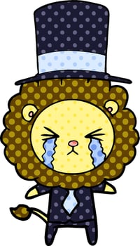 cartoon crying lion wearing shirt and tie vector
