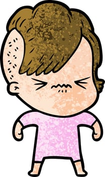 cartoon annoyed hipster girl vector
