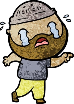 cartoon bearded man crying vector