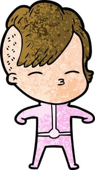 cartoon girl wearing futuristic clothes vector