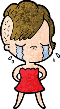 cartoon crying girl vector