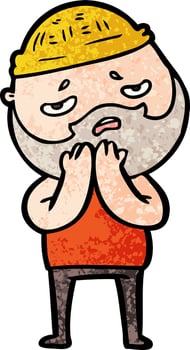 cartoon worried man with beard vector