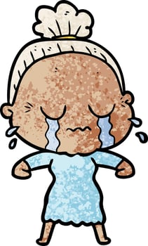 cartoon crying old lady vector