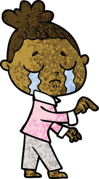 cartoon crying woman pointing vector