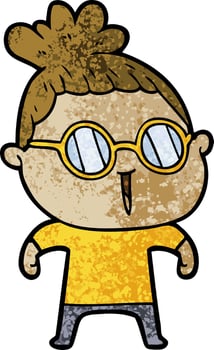 cartoon woman wearing spectacles vector