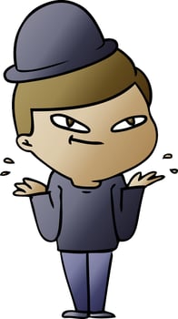 cartoon boy in bowler hat vector