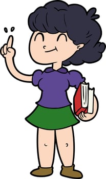 cartoon girl with books vector