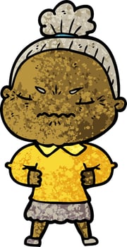 cartoon annoyed old lady vector