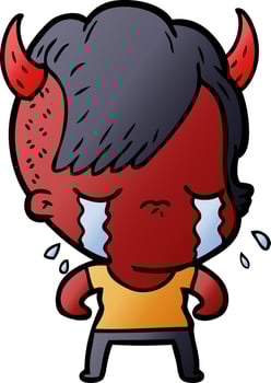 cartoon crying girl vector
