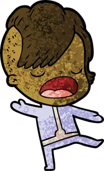 cartoon cool hipster girl in space suit vector