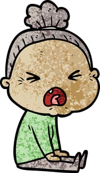 cartoon angry old woman vector