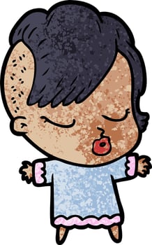 cartoon pretty hipster girl vector