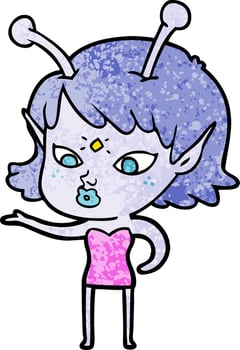 pretty cartoon alien girl vector