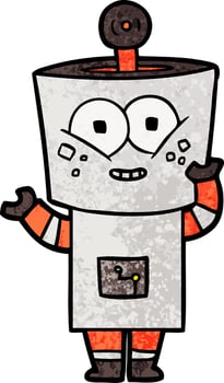 happy cartoon robot waving hello vector