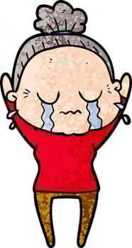 cartoon old woman crying vector