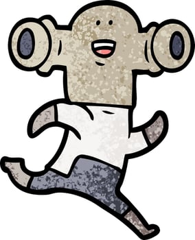 friendly cartoon alien running vector