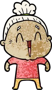 cartoon happy old lady vector