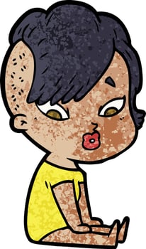 cartoon surprised girl vector