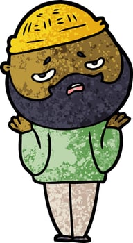 cartoon worried man with beard vector