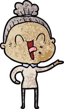 cartoon happy old woman vector