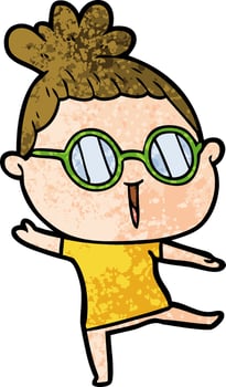 cartoon woman wearing spectacles vector