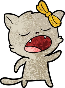 cartoon cat meowing vector