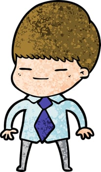 cartoon smug boy vector