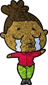 cartoon crying woman vector