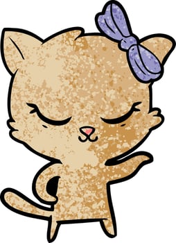 cute cartoon cat with bow vector