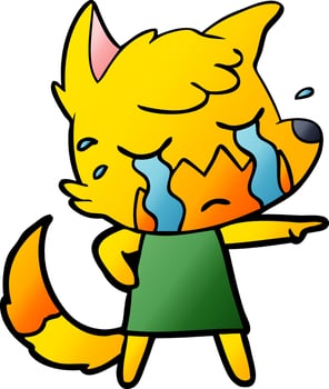 sad little fox cartoon character vector
