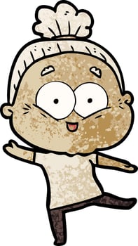 cartoon happy old woman vector